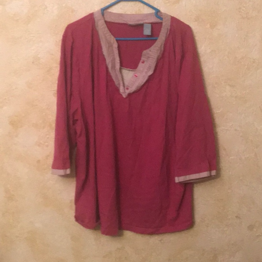 Plus size top that looks like three layers.